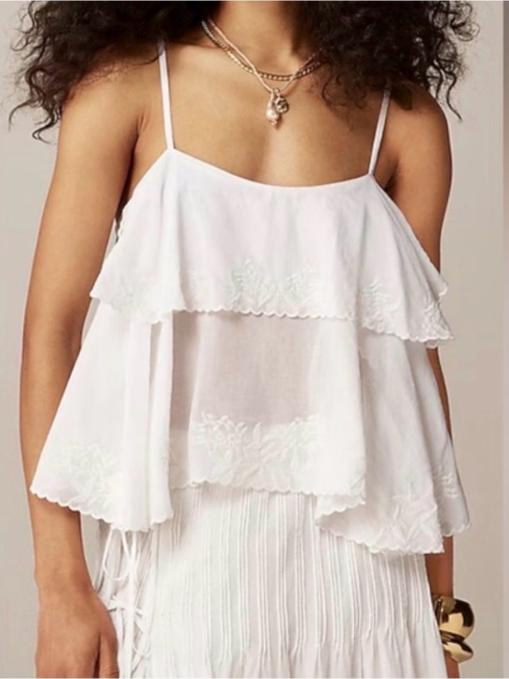 J Crew Tiered tank top with embroidery in cotton voile Sz XL